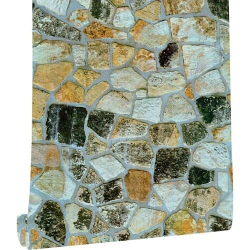 Peel and Stick Brick Wallpaper Colorful Stone Prepasted Bedroom Decorative Faux Brick Self-Adhesive Wallsticks For Home Decor