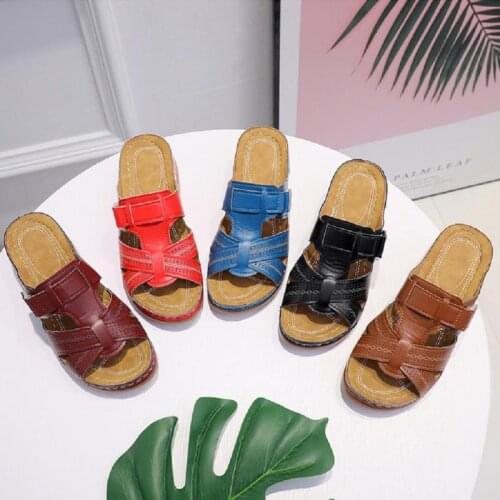 Retro Wedge Heel Slippers Open Toe Sandals Summer Women Shoes Wedges Platform Flip Flops Beach Mules Ladies Slides Party Shoes