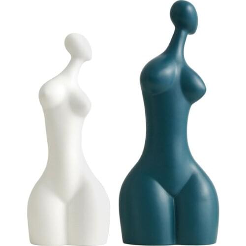Modern Ceramic Body Art Abstract Sexy Woman Statues Matt White Figurine Bookend Nordic Craft Fashion Office Home Decor Ornaments