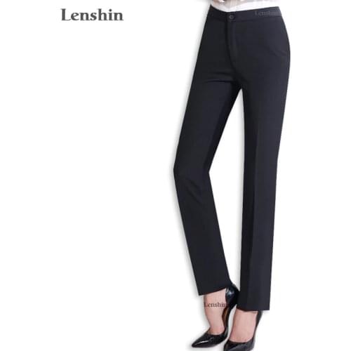 Lenshin Thin Formal Pants Summer Work Wear Full-Length Professional Business for Women Trousers Slim Female Office Lady Career