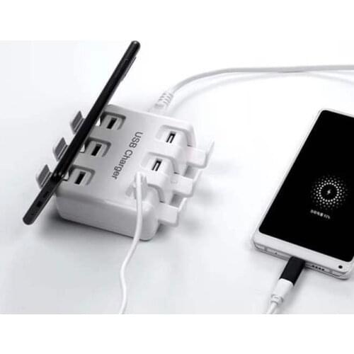 6 ports USB Ports 5V 8A Universal Home Cute Mobile Phone Quick Safe Portable Charger Adapter UK EU US PLUG White