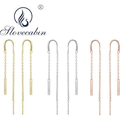 Slovecabin Silver 925 Drop Earrings For Women Tassel Piercing Simple Wedding Earrings Femme Fashion Jewelry 2021 Best Gift