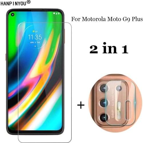 2-in-1 For Motorola Moto G9 Plus 6.81" Soft Fiber Camera Lens Protection Film + Front 9H 2.5D Tempered Glass Screen Protector