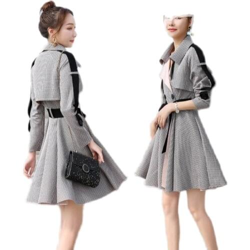 Long Sleeve Coat Women Jacket New 2021 Windbreaker Women Clothing Long Slim Spring And Autumn Lattice Coats Womens Jackets