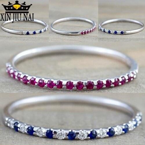 4 Colors Simple Wedding Engagement Band Thin Ring Fashion Cubic Zirconia Rings For Women Blue Crystal Lovers Fashion Jewelry