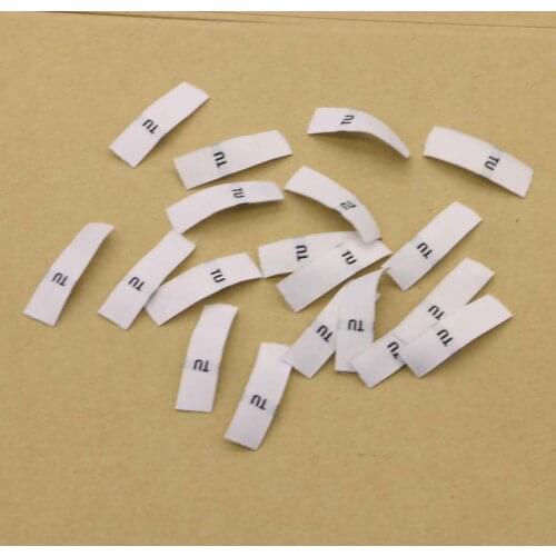100PCS 1*3.5CM High quality White TU Size Polyester Cloth Garment Clothing Woven Tags & Tags For Clothes Bags Shoes Accessories