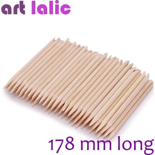 Artlalic 100pcs New 178mm Long Nail Art Design Orange Wood Stick Cuticle Pusher Remover Manicure Care Nail Tools Wholesale