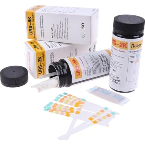 100Pcs/Box Blood Urine Test Strip Reagent Strip For Urinalysis With Anti-VC Interfer URS-2K/ URS-5K Glucose pH Protein Ketone