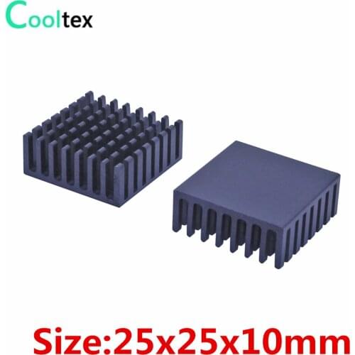 200pcs/lot) 100% new 25x25x10mm black Aluminum heatsink radiator heat sink for IC chip cooler cooling