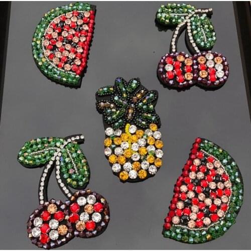 3D Rhinestone Watermelon Bead Patch for Clothing Sewing on Applique DIY Accessories Beading Strawberry Patch
