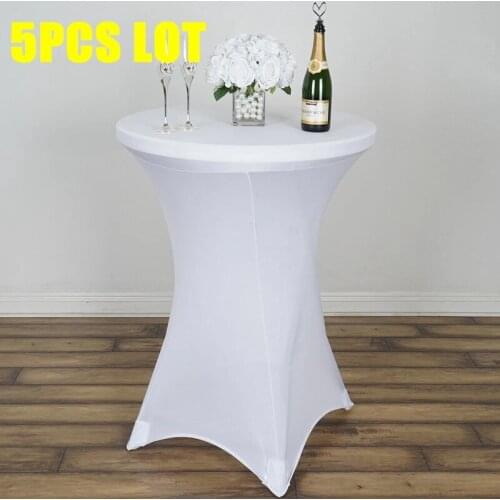 5pcs Lot Wedding Table Cover Spandex Cocktail Table Cloth Lycra High Bar Table Linen Banquet Hotel Party Decoration