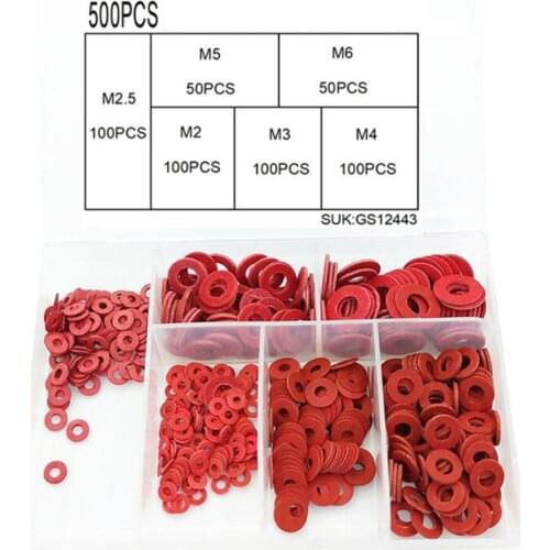 500pcs/set Paper Flat Spacer Washer Insulation Gasket Ring For Screw Bolt New