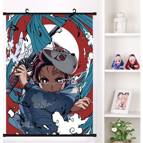 Anime Demon Slayer: Kimetsu no Yaiba Hashibira Kochou Shinobu Kanroji Kamado Wall Scroll Poster Wall Hanging Poster Home Decor