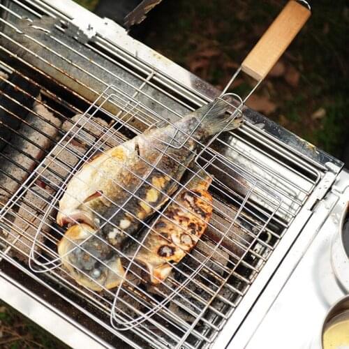Stainless Steel Nonstick Easy Washable BBQ Grilling Basket Clip Barbecue Grill Mesh for Meat Fish Wild Barbecue Food Holder Tray