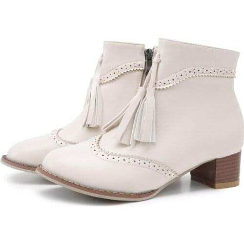 Big Size 9 10 11 12 boots women shoes ankle boots for women ladies boots shoes woman winter Fringe side zipper