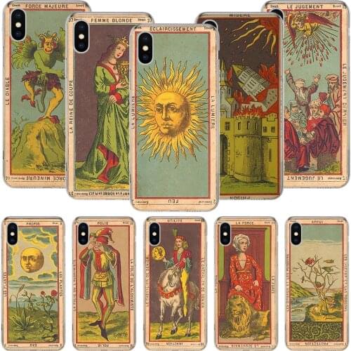 Tarot Cards Reading Art Phone Case For iPhone 11 12 Pro XS XR X Max 7 8 6 6S Plus Mini + 5 SE Pattern Customized Coque Cover Cap