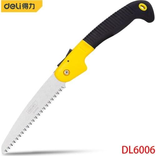 Deli DL6006 7“ Folding Saw 65Mnsteel Blade Used For Cutting Solid Wood, Field Branches, PVC Pipes, Bamboo, Etc.Camping Tools
