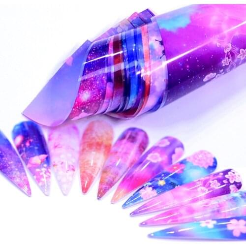 10pc Xmas Holographic Stickers For Nails Flower/Butterfly Ornament Nail Sticker Christmas Bell Adhesive Transfer Foils manicure
