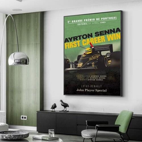 AYRTON SENNA FIRST CAREER WIN Poster Painting Canvas Print Nordic Home Decor Wall Art Picture For Living Room Frameless