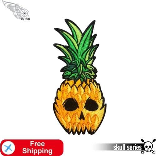 Skull Biker Mc Patches Cool Pineapple Iron on for Clothing Embroidery Sewing Fabric Motorcycle Patch Punk Clothes Applique