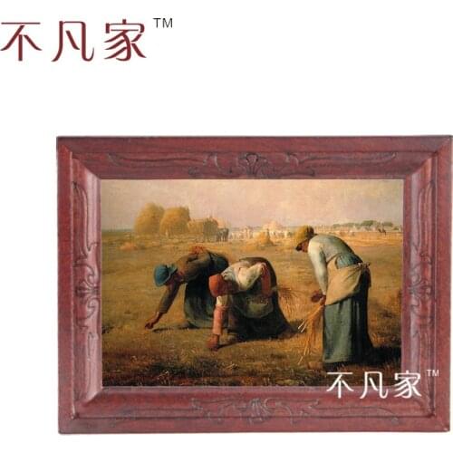Dollhouse Wholesale 1:12 scale miniature classical three farmers in a farm oil Home Decorations Painting Frame E-10