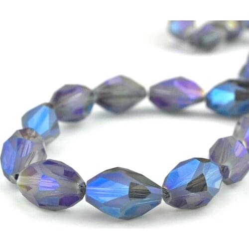Fashion Chinese Faceted Crystal Tear Drop Beads Blue Purple 10pcs Glass Faceted Beads For The Adornment Of The Clothes And Bags