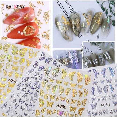 Nail Decal Sticker Decoration Butterfly Laser Gold Silver Nail Stickers Glow Dark Manicure Design Sticker for Nails Accesoires
