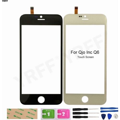 New Phone Assembly Parts Front Glass Panel Lens Sensor For Qjo Inc Q6 Touch Screen Digitizer Free Shipping
