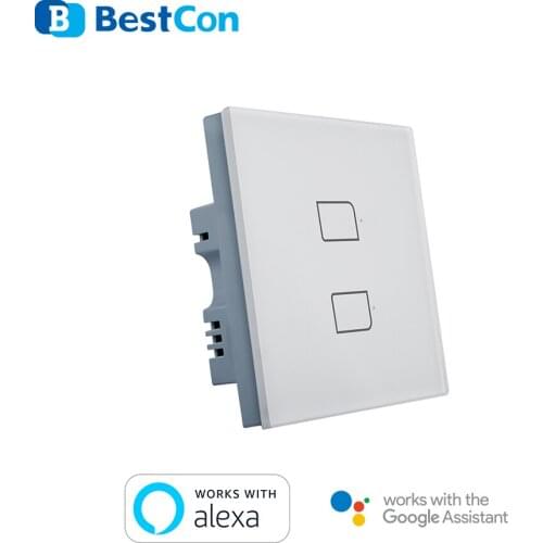 Single Pole UK Standard BroadLink BestCon Brand TC2S-2-UK Smart Wall Switch Works with Alexa and Google Home