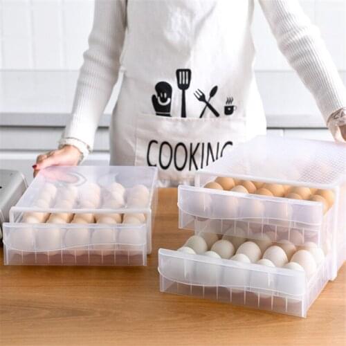 30 60 Lattices Plastic Transparent Household Egg Storage Box Drawer-Type Refrigerator Storage Box Double Layer Egg Tray