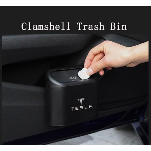 Portable Car Trash Bin Garbage Can For Tesla Model 3/Y/S/X 2021 Box Dustbin Basket Bucket Automatic Rebound W Free Garbage Bags