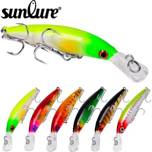 New 6pc 3D Eye Minnow Sunlure Fishing Lures Hard Lure Fishing 6.7cm-2.64" Tackle 6# Hook Hard Artificial Bait Set