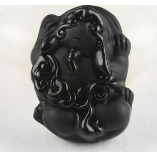 Elaborate Chinese collection black jade auspicious Beast Pi Xiu statue pendant