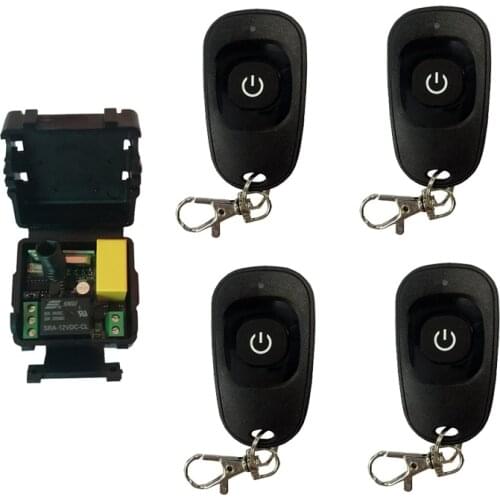AC 220V 1CH 1 CH Wireless RF Remote Control Light Switch 10A Relay Output Radio Receiver Module+one-button black Transmitter