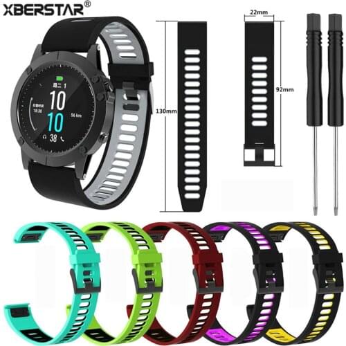 22mm Silicone Double Color Wrist Strap Watchband for Garmin Fenix6 Fenix5 & Fenix5 Plus Watch Accessories Watch Bracelet