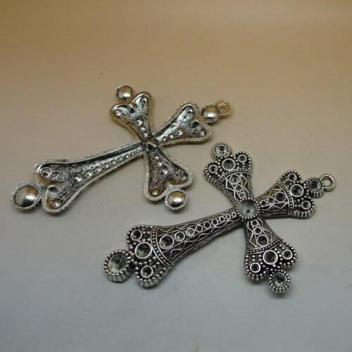 RONGQING 5pcs/lot Big Cross Pendant 106x69mm Religion DIY Necklace Crystal Cross Keychain Pendant for Jewelry Suppliers