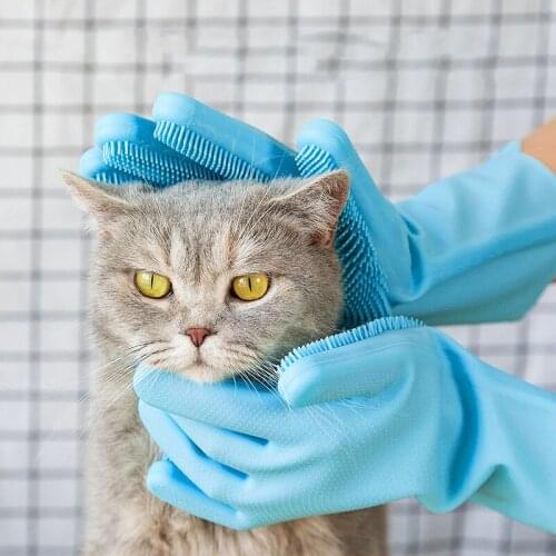 Silicone Pet Hair Comb Puppy Brush Glove Puppy Shower Cleaning Brushes Small Dog Cat Massage Pet Grooming Gloves