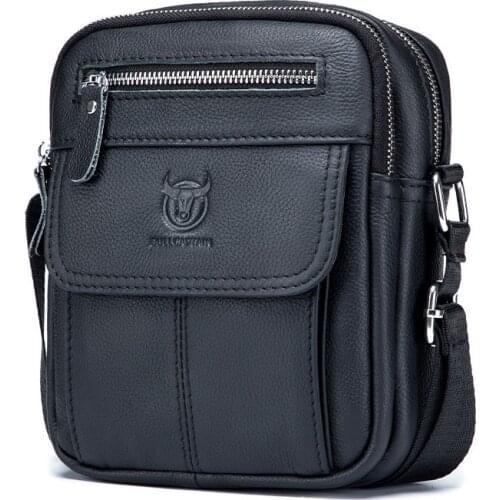 BULLCAPTAIN 2021 New Mens Genuine Leather Messenger Shoulder Bag Cowhide Male Small Casual Crossbody Bag Fashion handbags