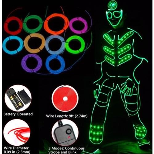 Glow EL Wire Rope tape Cable Strip LED Neon Lights Flexible Cable Party DIY Shoes Clothing Car waterproof led strip 1m 3m 5M 3V
