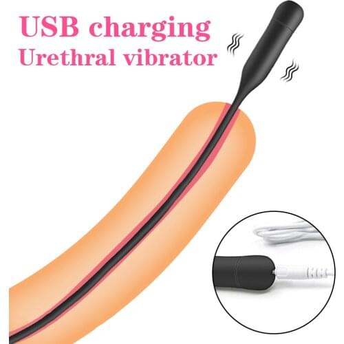 Urethral Vibrator Rechargeable Penis Plug 10 Frequency Powerful Vibrating Urethra Masturbation SM Products Urethral Sounding Rod