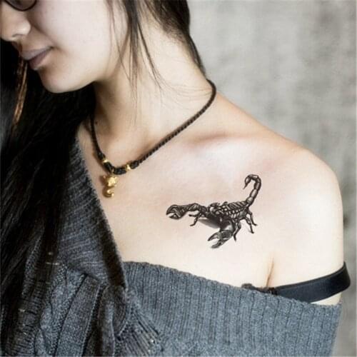 Men Women Fashion Cool Funny 3D Scorpion King Temporary Waterproof Tattoo Sticker Flowers Totem Animal Fake Tattoos for Party