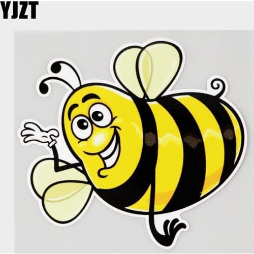 YJZT 13.7CM×12.6CM Single Cartoon Bee In White Glove Car Sticker PVC Decal 11C-0115