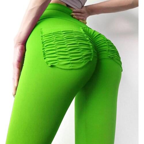 Women Fitness Gym Leggings Push Up Sport Yoga Pants Solid Nylon Training Running High Waist Pants Tights Slim Plus Size