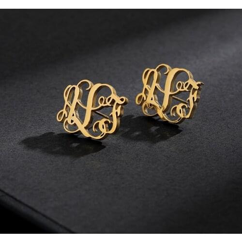 Custom Stud Earrings Monogram Name Earrings For Women Bijoux Personalized Monogram Stud Earring Customized Brincos Jewelry