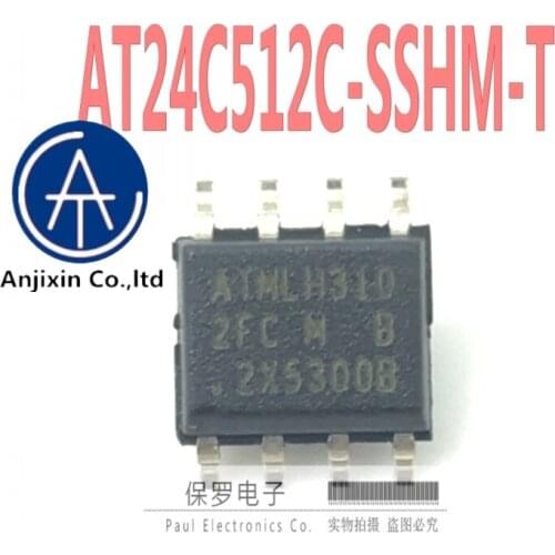 10pcs 100% orginal new memory AT24C512C-SSHM-T AT24C512 silk screen 2FC SOP-8 in stock
