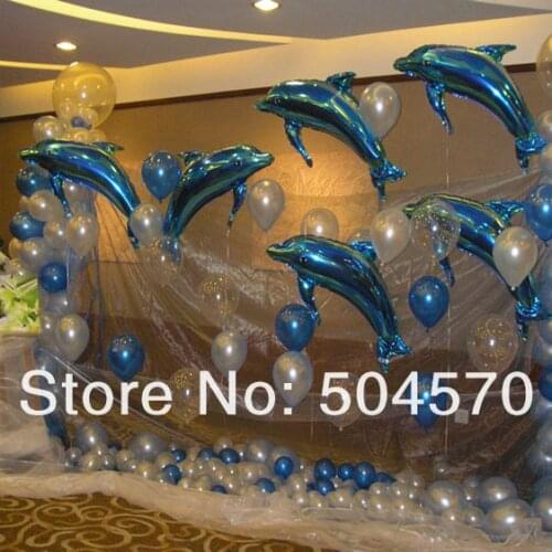 10pcs/lot 36 inches 95X103CM Aluminum Foil Dolphin Balloon Kids Birthday Party Shower Wedding Decoration Decors Supplies Favors