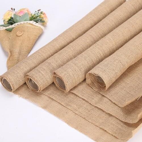 100x48cm Vintage Jute Burlap Rustic Shabby Hessian Table Decor Flower Wrapping Fabric Wedding Decoration Festival Party Event