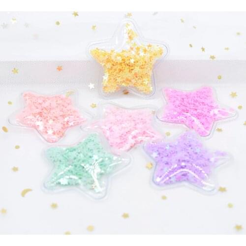 12Pcs 50mm Filling Shinng Sequins Appliques Star Patches for Clothing Crafts Cake Topper Decor DIY Hair Clips Bow Ornament H04