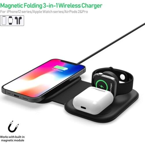 3in1 Folding Magnetic For MagSafe Wireless Charger for iPhone 12 Pro Max Mini 11 XS Max Charging Dock for Apple Watch Airpod Pro