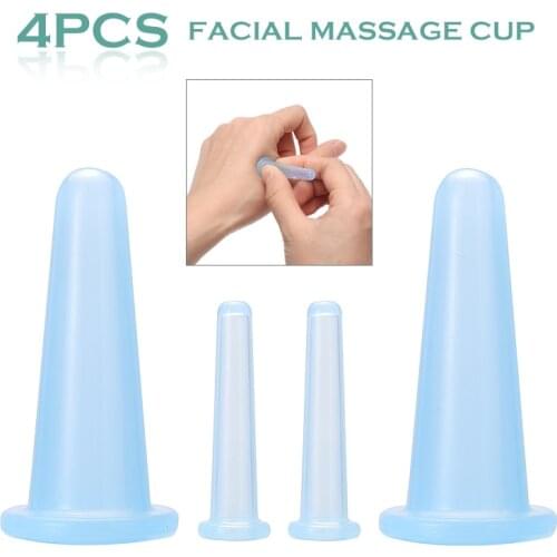 4Pcs Silicone Vacuum Cup Facial Massage Suction Cup Body Skin Face Neck Massage Suction Cup Health Care Cellulite Massage